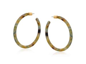 Big Metal London Octavia Resin Statement Hoop Earrings Rust