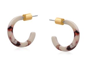 Good Ear Day Resin Hoop Petite Beige & Brown