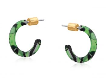Good Ear Day Resin Hoop Petite Green & Black