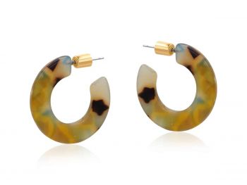 Big Metal London Octavia Flat Oval Resin Hoop Earrings Rust