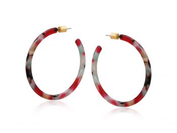 Big Metal London Octavia Resin Statement Hoop Earrings Red Green