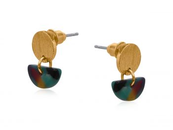 Big Metal London Padua Petite Resin Earrings Purple and Green