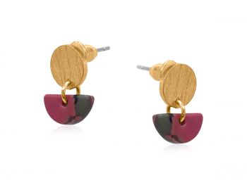 Big Metal London Padua Petite Resin Earrings Pink and Taupe