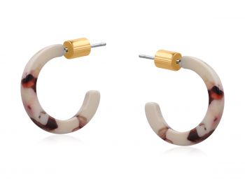 Good Ear Day Resin Hoop Petite Beige & Brown