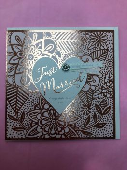 "Just Married" card by Rachel Ellen Designs